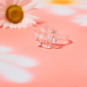 Flower Resin Ring 90s Baby - Style - Acrylic - Clear - 