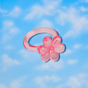 Flower Resin Ring 90s Baby - Style - Acrylic - Clear - 