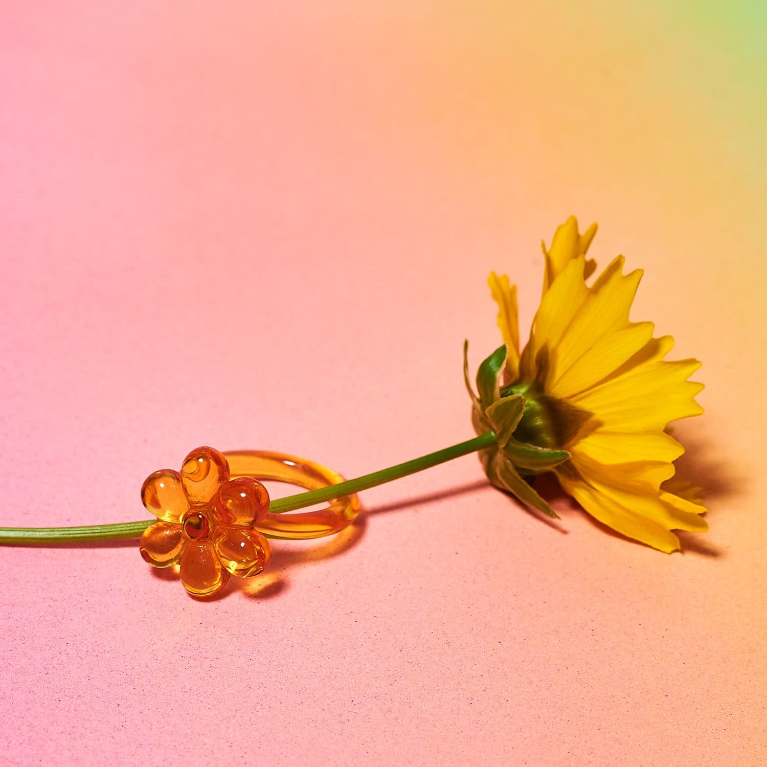 Flower Resin Ring 90s Baby - Style - Acrylic - Clear - 