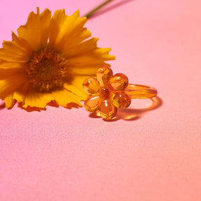 Flower Resin Ring 90s Baby - Style - Acrylic - Clear - 