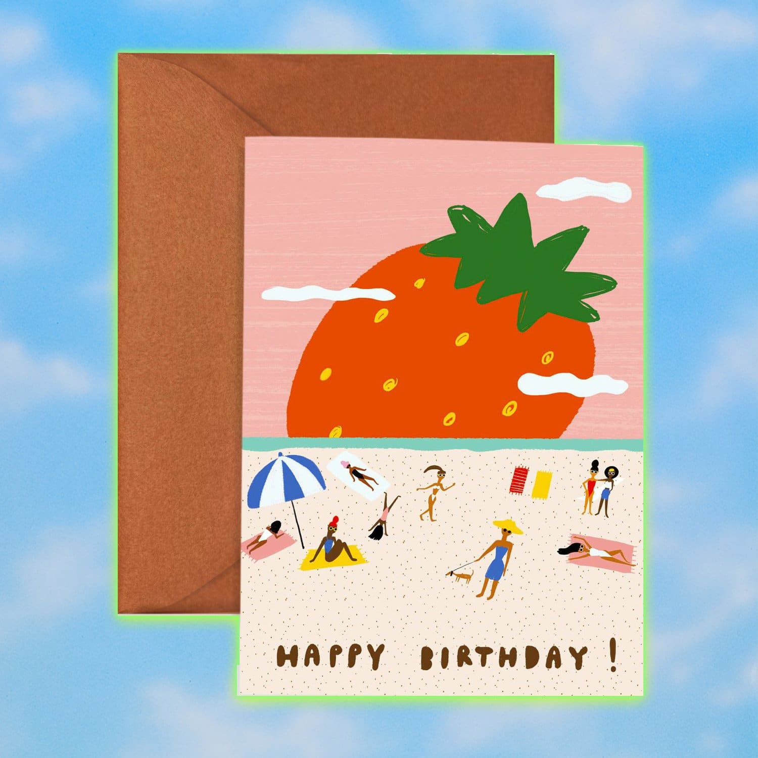 Strawberry Beach Happy Birthday Card Beach - Carolyn Suzuki 